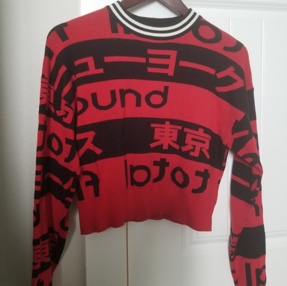 forever 21 red/black graphic sweater